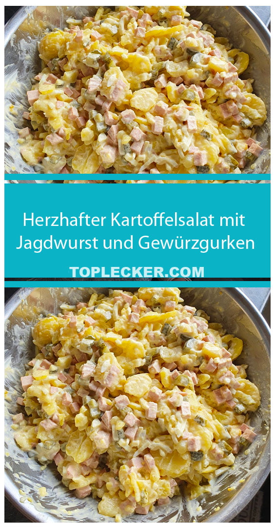 Herzhafter Kartoffelsalat mit Jagdwurst und Gewürzgurken - TopLecker.com