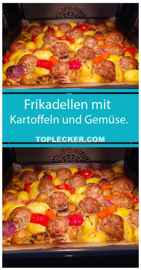 Frikadellen mit Kartoffeln und Gemüse. Schnell und einfach