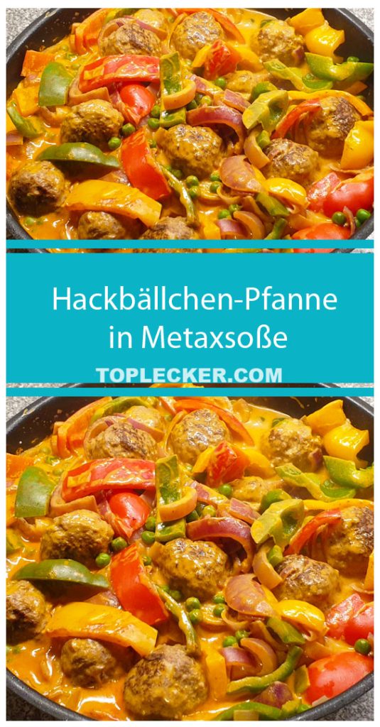 Hackbällchen-Pfanne in Metaxsoße