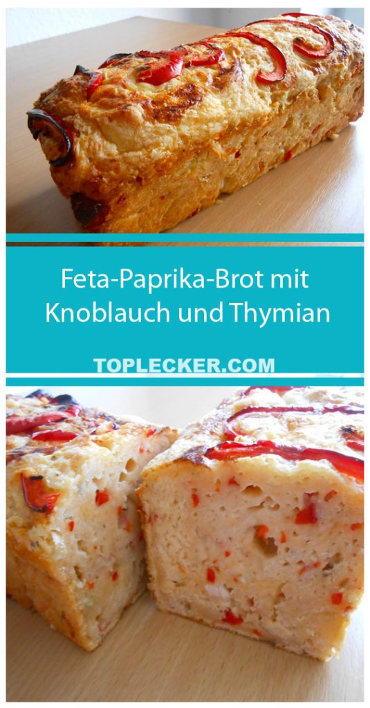 Feta-Paprika-Brot mit Knoblauch und Thymian: Schnelles und einfaches Rezept