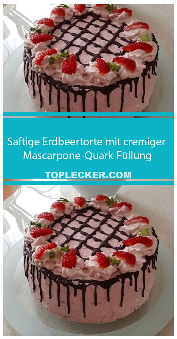 Saftige Erdbeertorte mit cremiger Mascarpone-Quark-Füllung