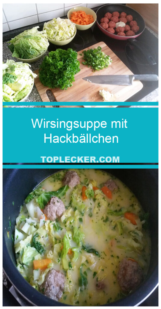 Wirsingsuppe mit Hackbällchen